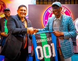 Sanwo-Olu receives the Premier League Trophy