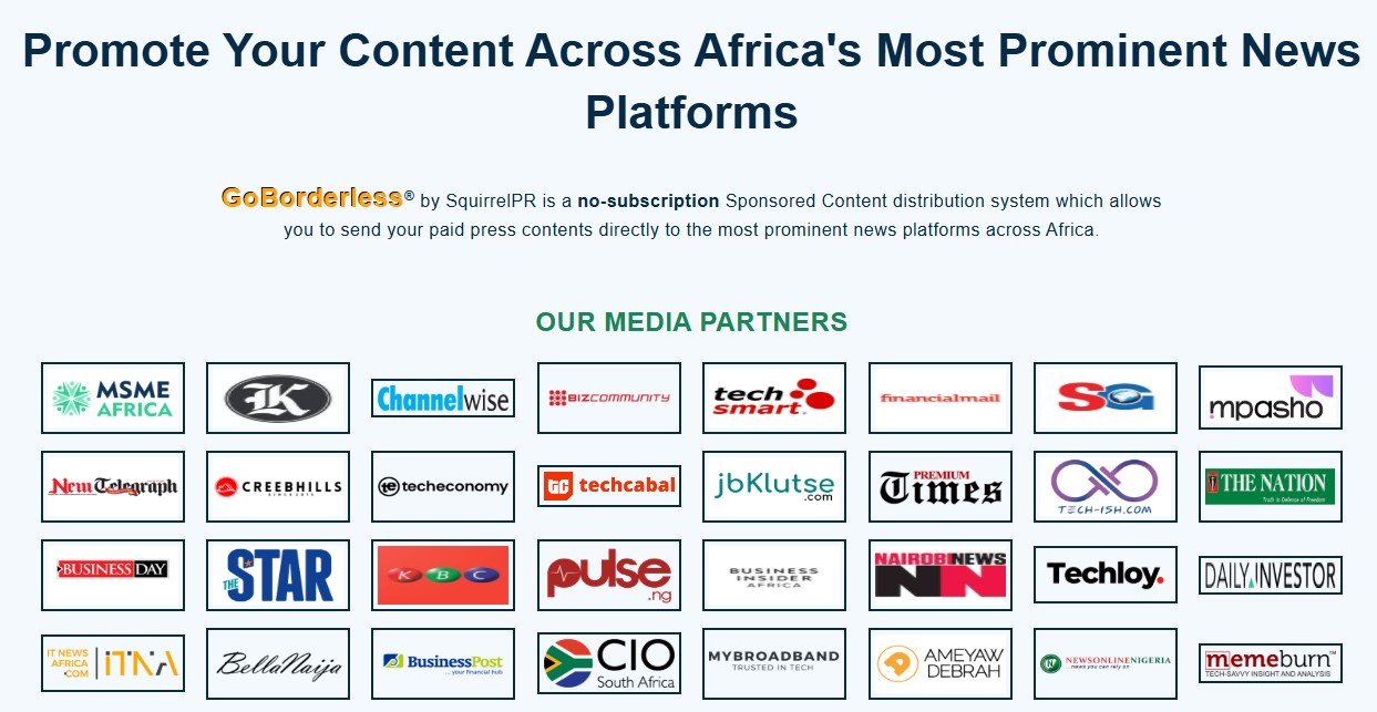 SquirrelPR Launches GoBorderless.Africa to Revolutionize Sponsored Content Distribution Across African Media Markets