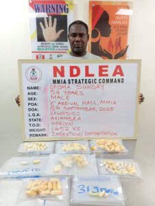 NDLEA Intercepts Brazil Returnees with 116 Wraps of Heroin, Amid Other Drug Seizures Nationwide 5 NDLEA arrests Brazil returnees with heroin,