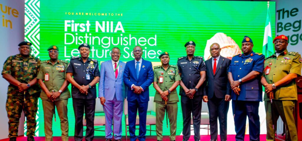 Governor of Lagos State, Mr. Babajide Sanwo-Olu with Director-General, Nigerian Institute of International Affairs (NIIA)