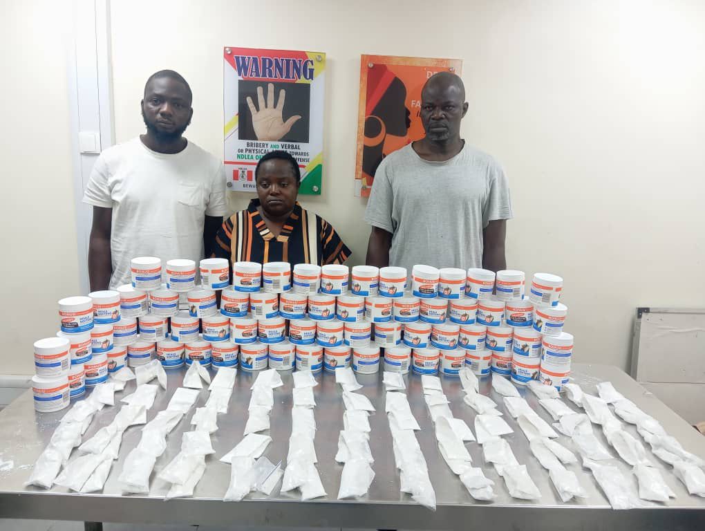 NDLEA Uncovers UK-Bound Cocaine, Raids Lagos Club, Arrests Pretty Mike and Others 2 cocaine factory packed in walls of NDLEA Bust- cocoa butter formula body cream containers heading to London