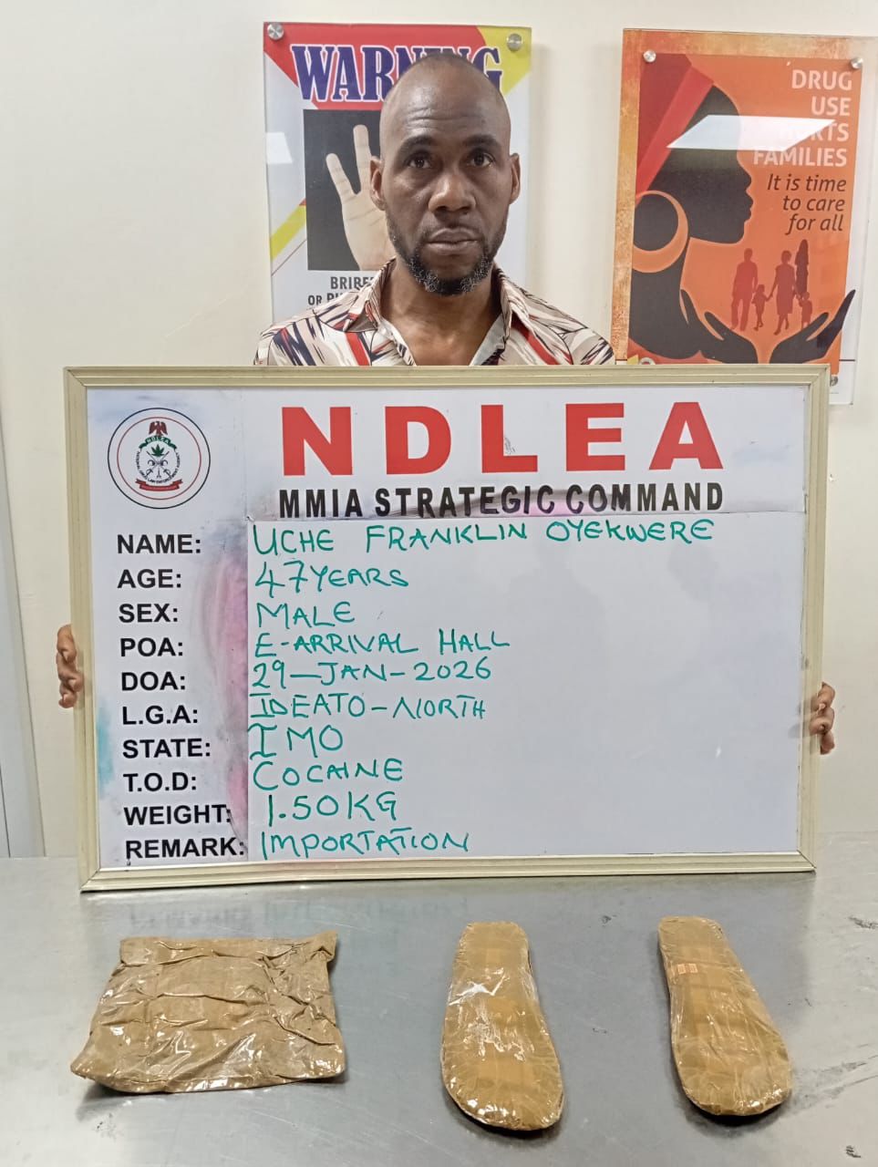 NDLEA Arrests Brazil Returnee with Cocaine at Lagos Airport, Seizes Over 9.9 Tonnes of Drugs Nationwide 8 NDLEA Arrests Brazil Returnee with Cocaine at Lagos Airport