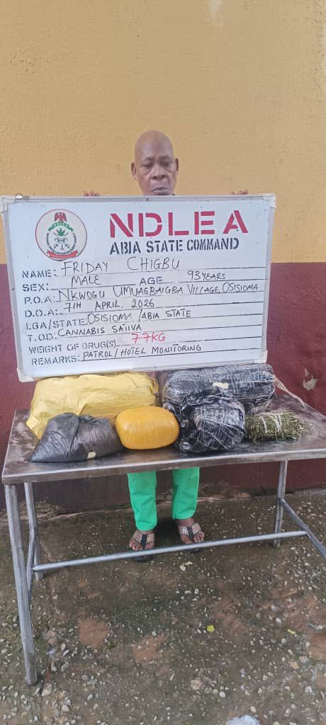 NDLEA Arrests 93-Year-Old Man Over Skunk Trafficking in Abia