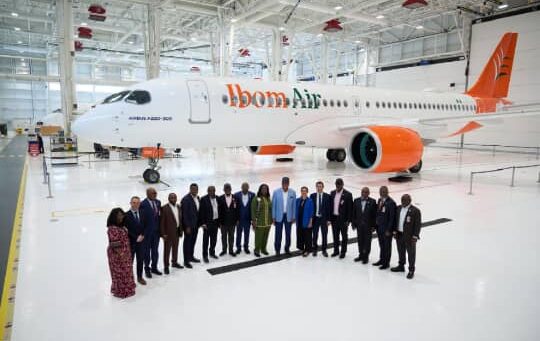 Governor Umo Eno Leads Pre-Delivery Inspection of Ibom Air’s Third Airbus A220-300 Aircraft in Mirabel, Canada